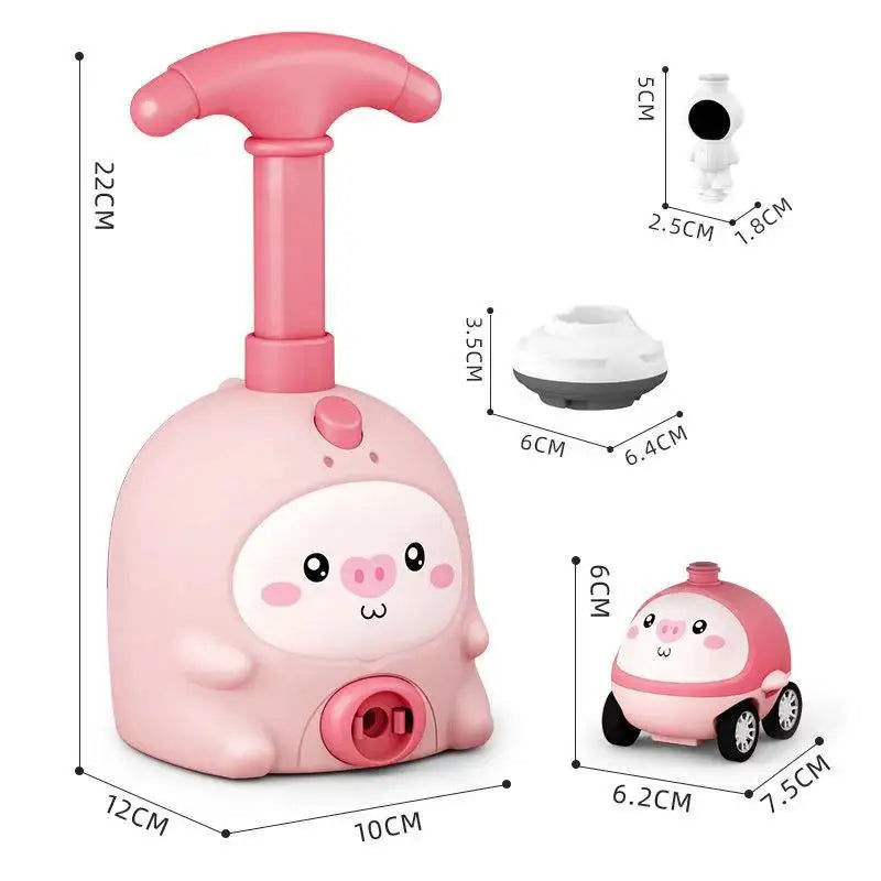 Balloon powered car launcher toy for kids with colorful balloons and cute design