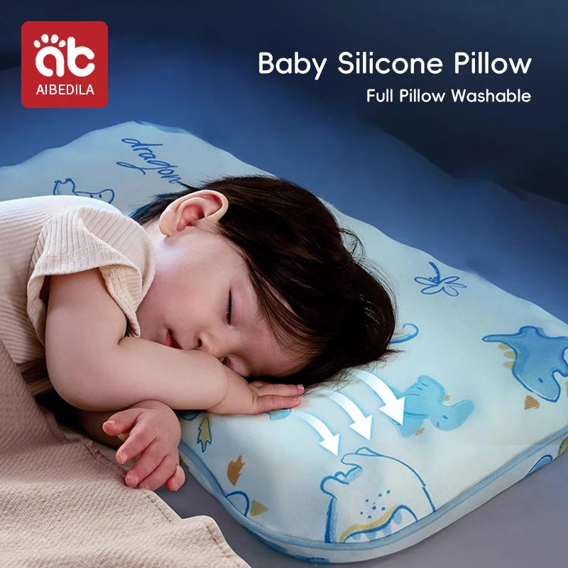 Aibedila ergonomic baby pillow with rabbit pattern for sleep support