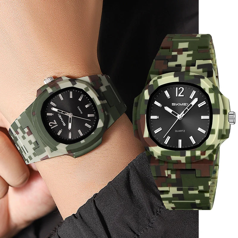 stainless steel octagonal men’s watch with minimalist black dial