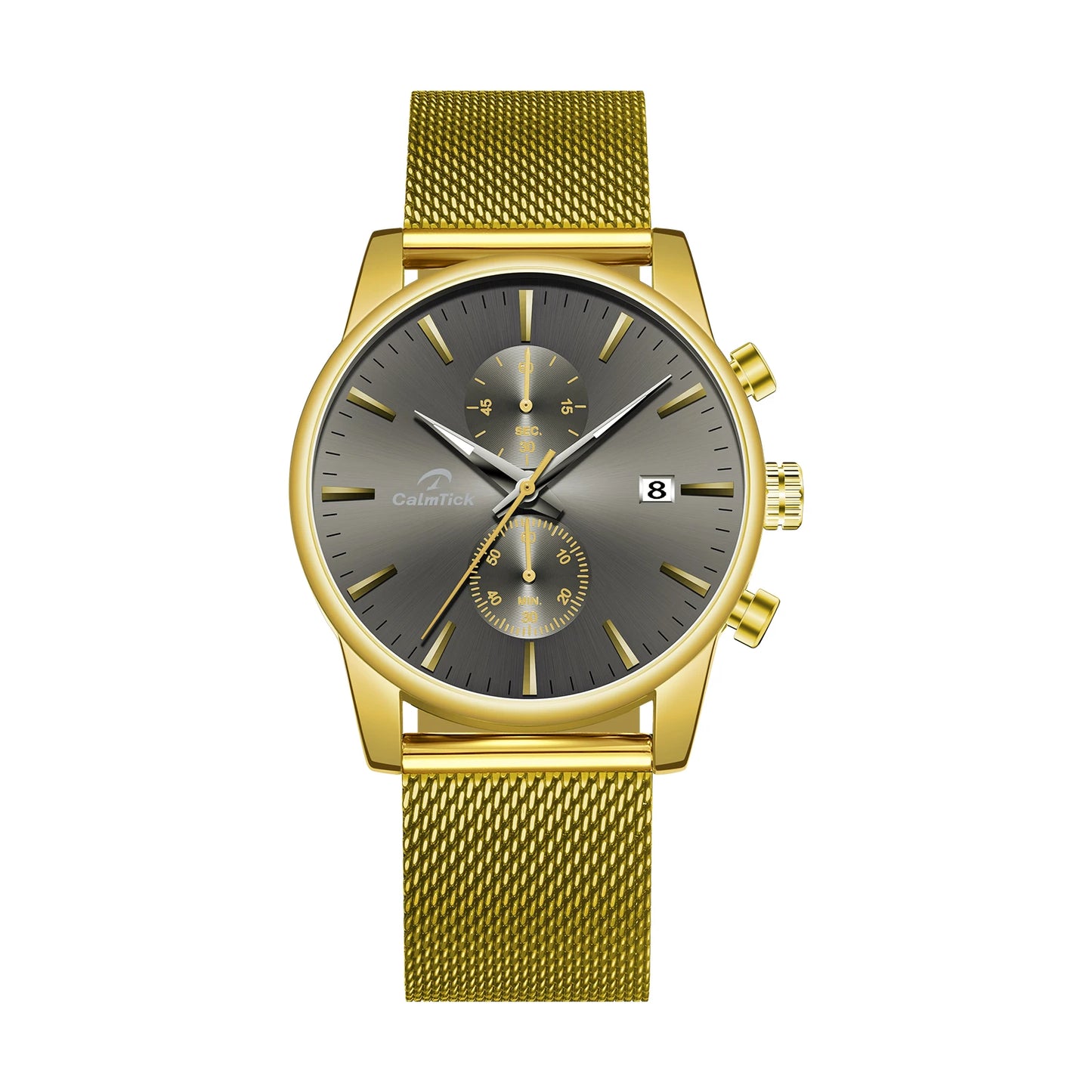 Cheetah black mesh waterproof chronograph watch with blue dial and luminous markers