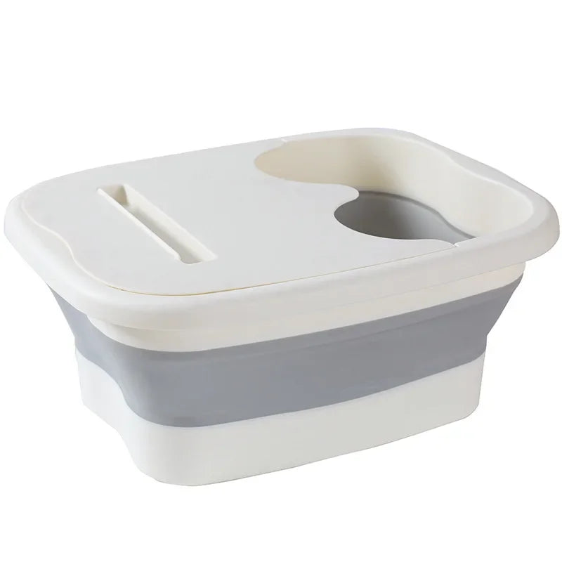 Collapsible foot soaking tub for plantar fasciitis, heel spurs and sore feet – foldable spa basin for pain relief and relaxation
