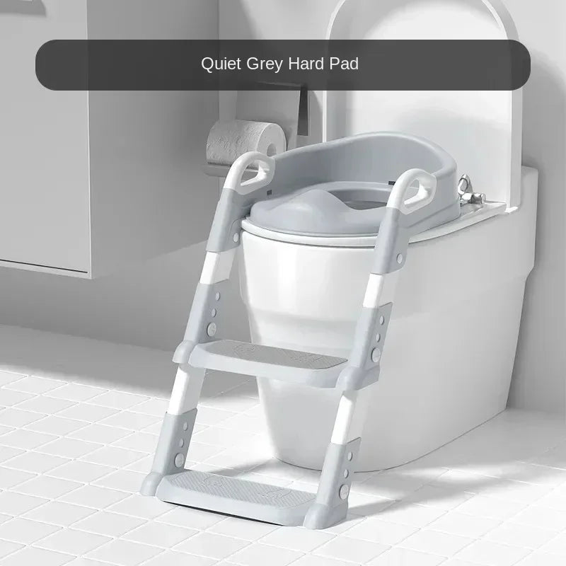 Kids toilet training seat with adjustable ladders and handrails”