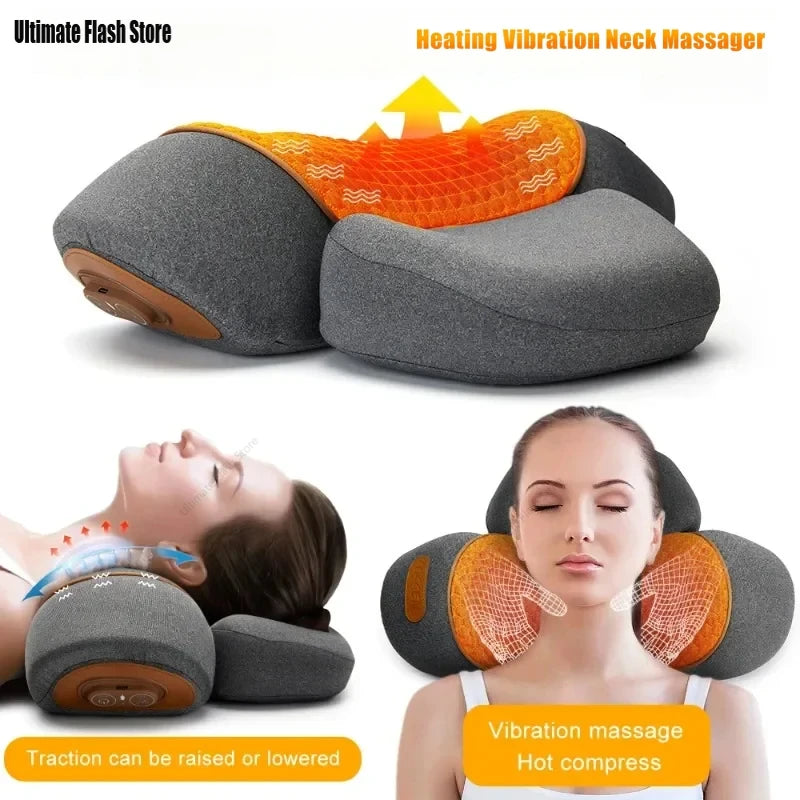 Heated electric shiatsu neck massager pillow with ergonomic design for deep tissue relief