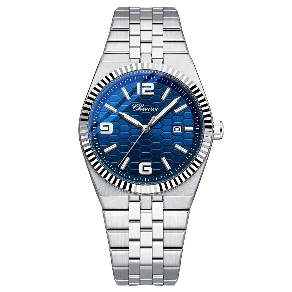 Cheetah men’s luxury watch with green textured dial and stainless steel bracelet