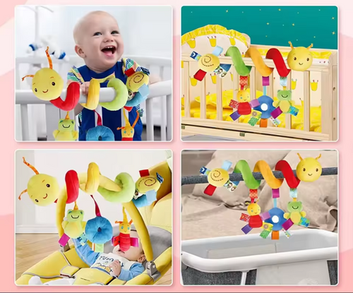 Plush Spiral Car Seat Toy – Sensory Animal Activity for Infants