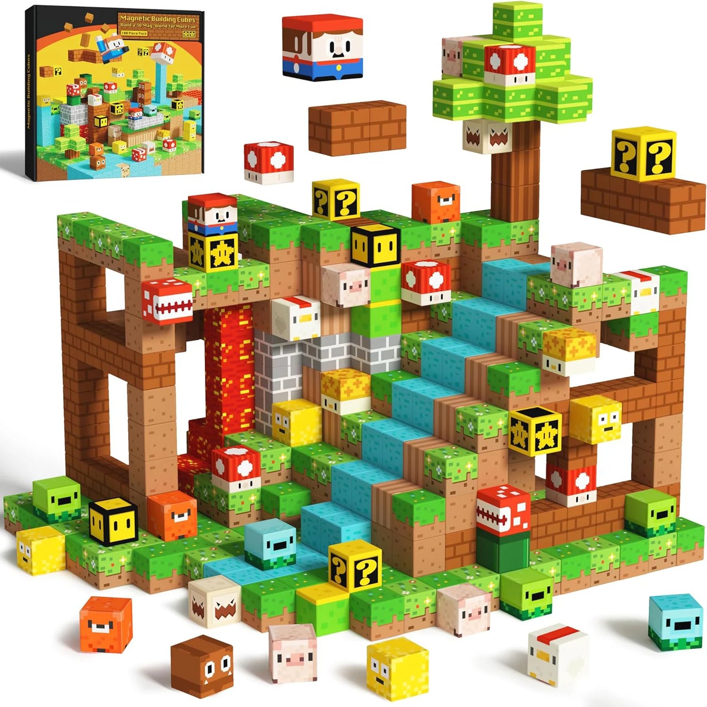 Pixel block battle game for kids with creative building and duel action