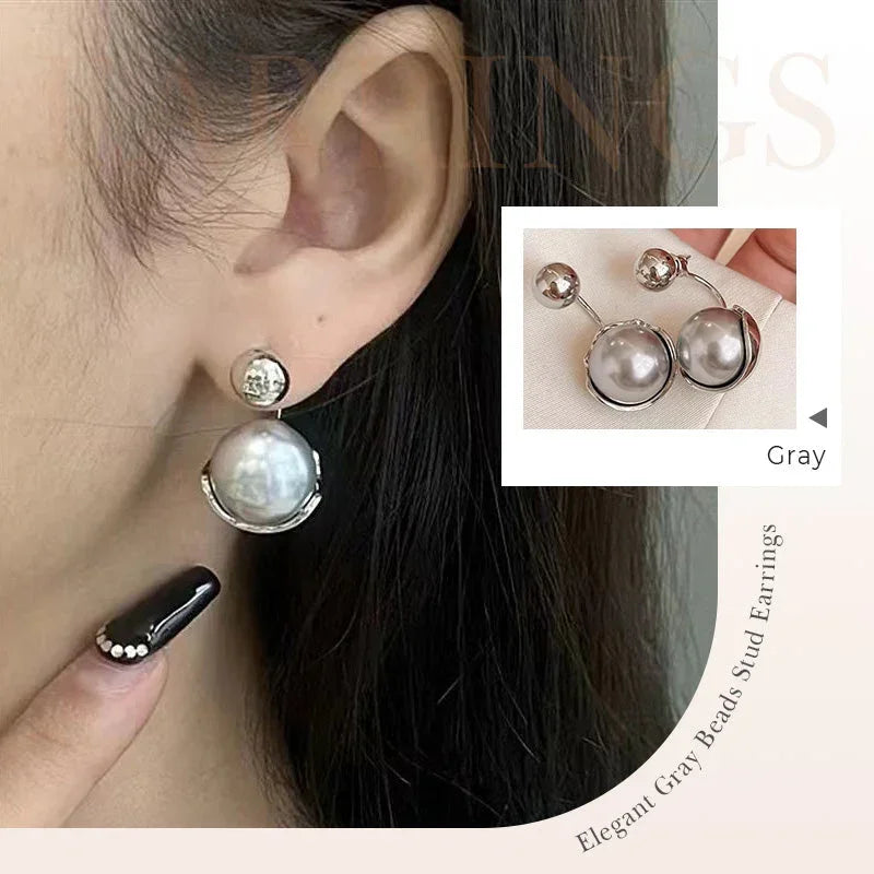 Boucles d'oreilles élégantes en perles grises