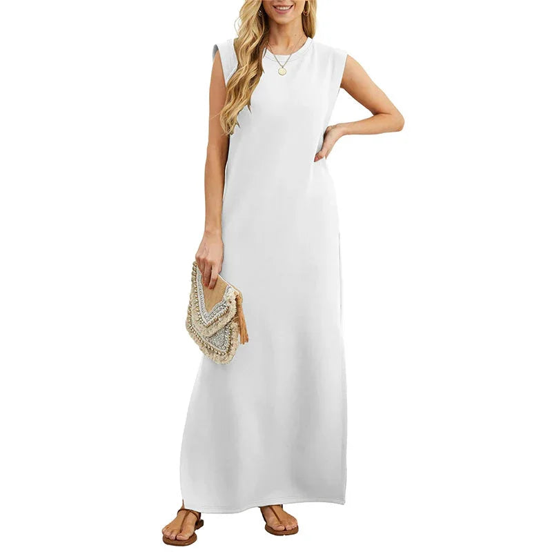 (💗Offre spéciale - 50% de réduction)Robe décontractée sans rides pour femmes avec ourlet fendu