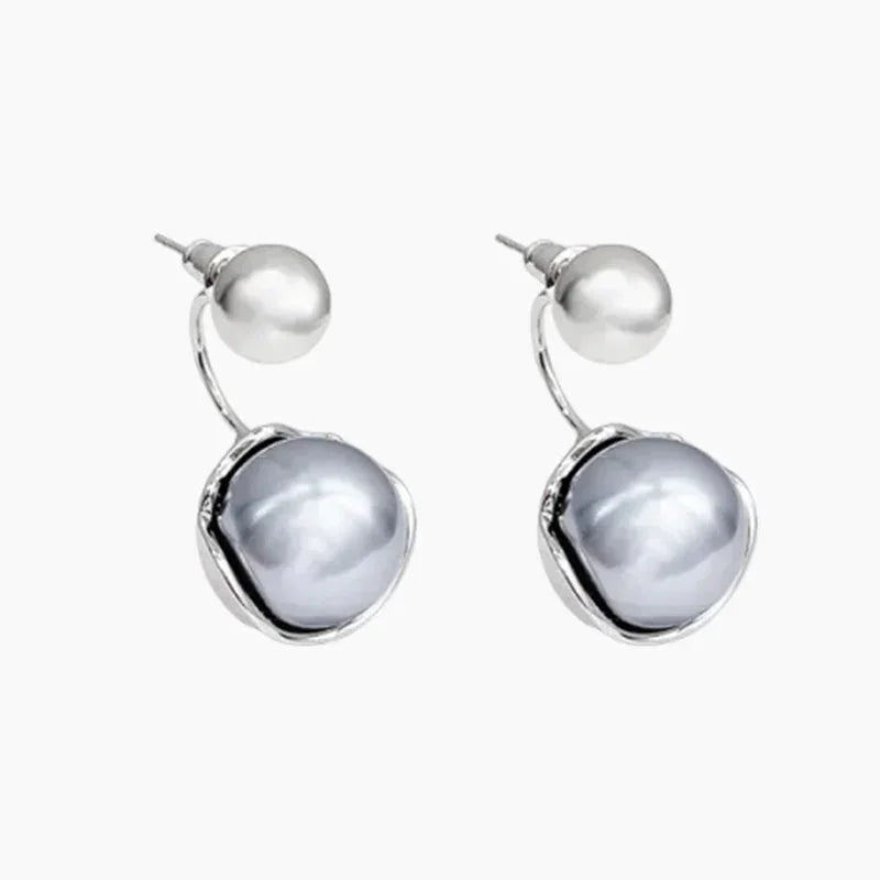 Boucles d'oreilles élégantes en perles grises