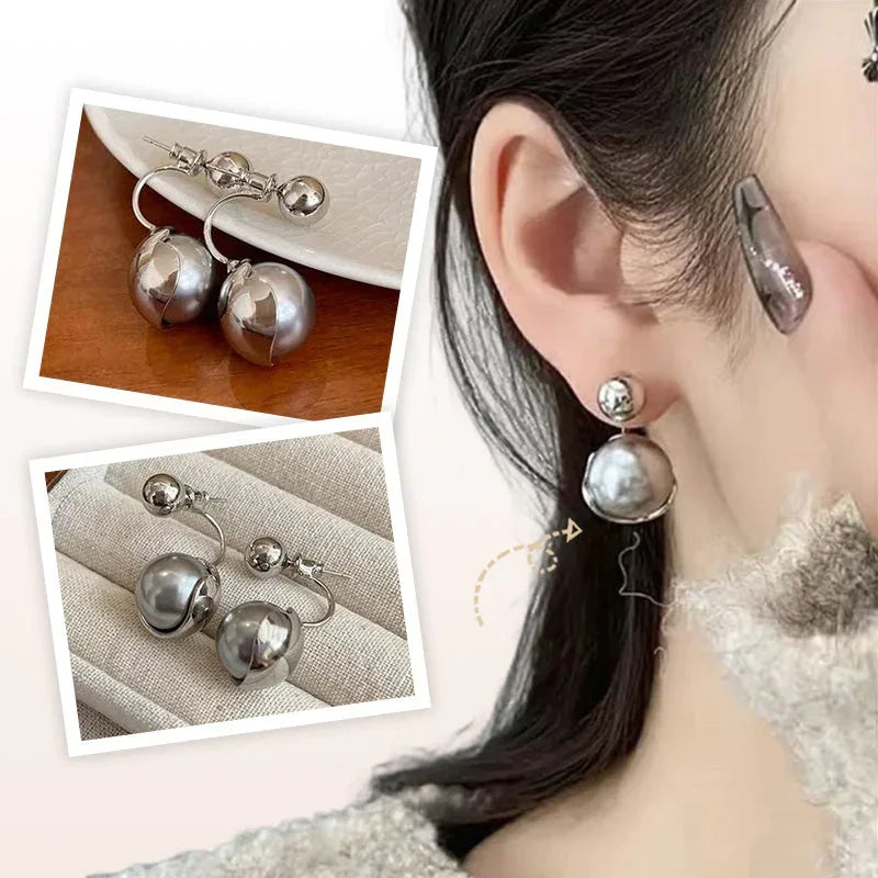 Boucles d'oreilles élégantes en perles grises