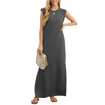 (💗Offre spéciale - 50% de réduction)Robe décontractée sans rides pour femmes avec ourlet fendu