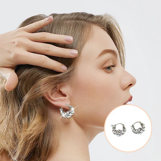 Boucles d'Oreilles Élégantes et Exquises à Paillettes en Forme de Cerceau