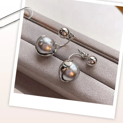 Boucles d'oreilles élégantes en perles grises