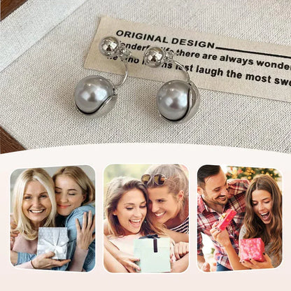 Boucles d'oreilles élégantes en perles grises