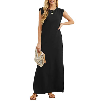 (💗Offre spéciale - 50% de réduction)Robe décontractée sans rides pour femmes avec ourlet fendu