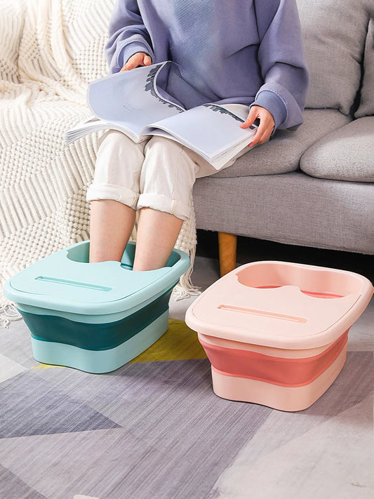 Collapsible foot soaking tub for plantar fasciitis, heel spurs and sore feet – foldable spa basin for pain relief and relaxation