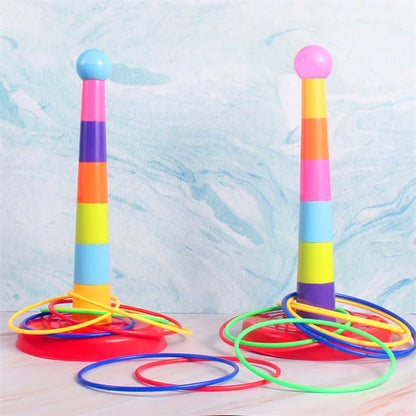Colorful ring toss game for babies and toddlers with stacking pole