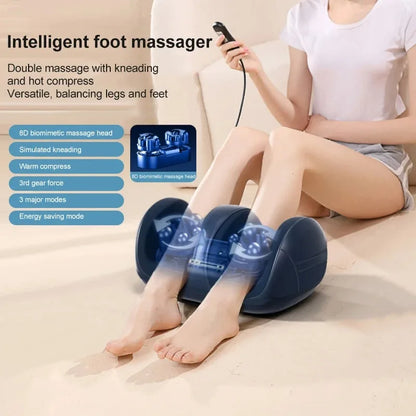 Shiatsu foot massager with deep kneading rollers and ergonomic foot slots for home spa use