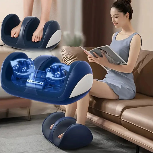 Shiatsu foot massager with deep kneading rollers and ergonomic foot slots for home spa use