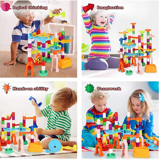 Marble run toy set for kids – educational building toy for creativity and motor skill