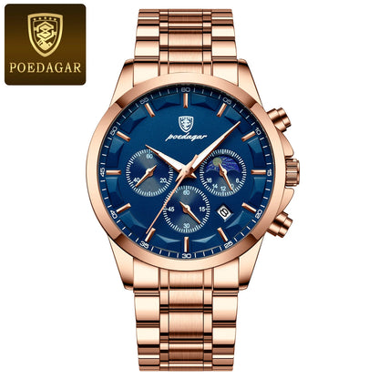 PAGANI DESIGN luxury black chronograph men’s watch with moon phase and subdials