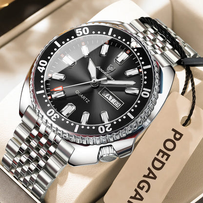Pagani Design green diver watch with stainless steel bracelet and luminous markers