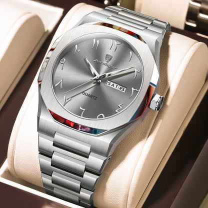 PAGANI DESIGN all-black men’s watch with octagonal case and day date display
