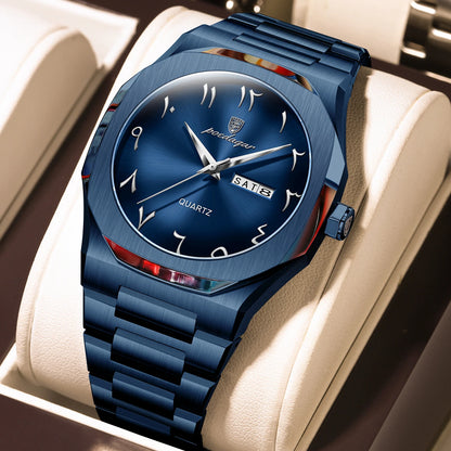 PAGANI DESIGN all-black men’s watch with octagonal case and day date display