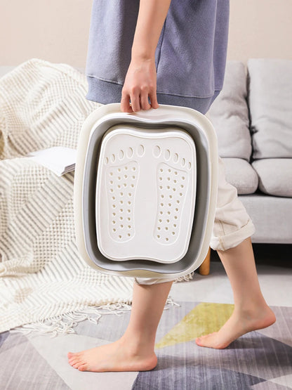 Collapsible foot soaking tub for plantar fasciitis, heel spurs and sore feet – foldable spa basin for pain relief and relaxation