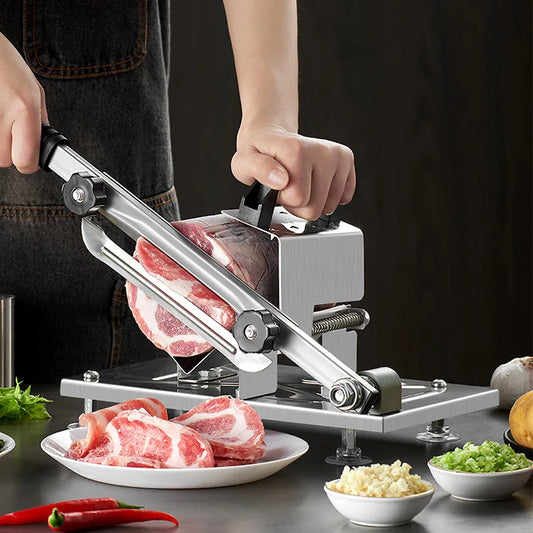 Manual stainless steel meat slicer – heavy-duty cutter for frozen meat and ribs