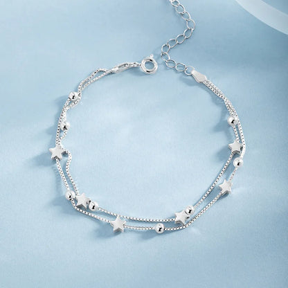 “Adjustable silver bead bracelet with sliding clasp minimalist design