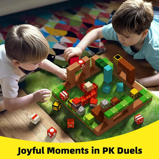Pixel block battle game for kids with creative building and duel action