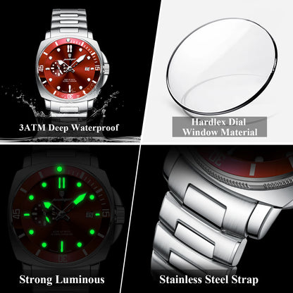 Pagani Design Red Diver Watch – Automatic Stainless Steel Men’s Sports Timepiece