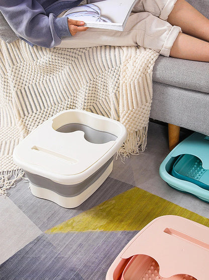 Collapsible foot soaking tub for plantar fasciitis, heel spurs and sore feet – foldable spa basin for pain relief and relaxation