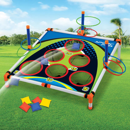 Outdoor toss and ring toss game set for kids and family play