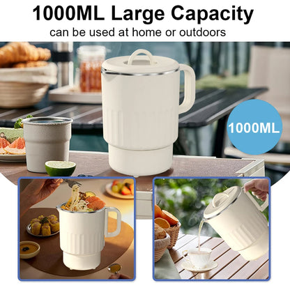 COOSKR 1000ml electric soup kettle multi-function cooker with boiling, steaming, and pouring features”