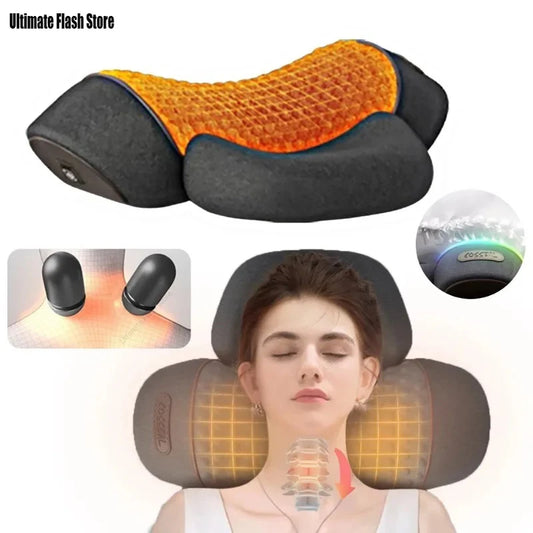 Heated electric shiatsu neck massager pillow with ergonomic design for deep tissue relief