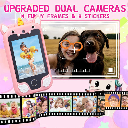 Cute kids digital camera with unicorn design and protective case”