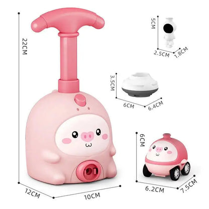 Balloon powered car launcher toy for kids with colorful balloons and cute design