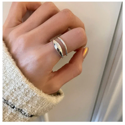 Set of minimalist silver knuckle rings including chunky band and beaded midi ring”