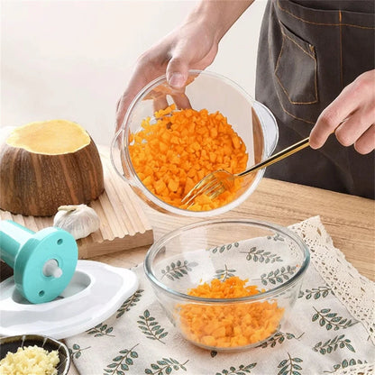 Push down manual food chopper vegetable cutter with clear bowl