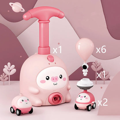 Balloon powered car launcher toy for kids with colorful balloons and cute design