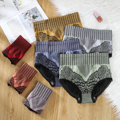 (🔥Achetez-en 1 et obtenez-en 5 gratuitement 🔥) Culotte à Taille Haute en Dentelle pour Femmes