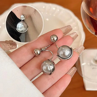 Boucles d'oreilles élégantes en perles grises